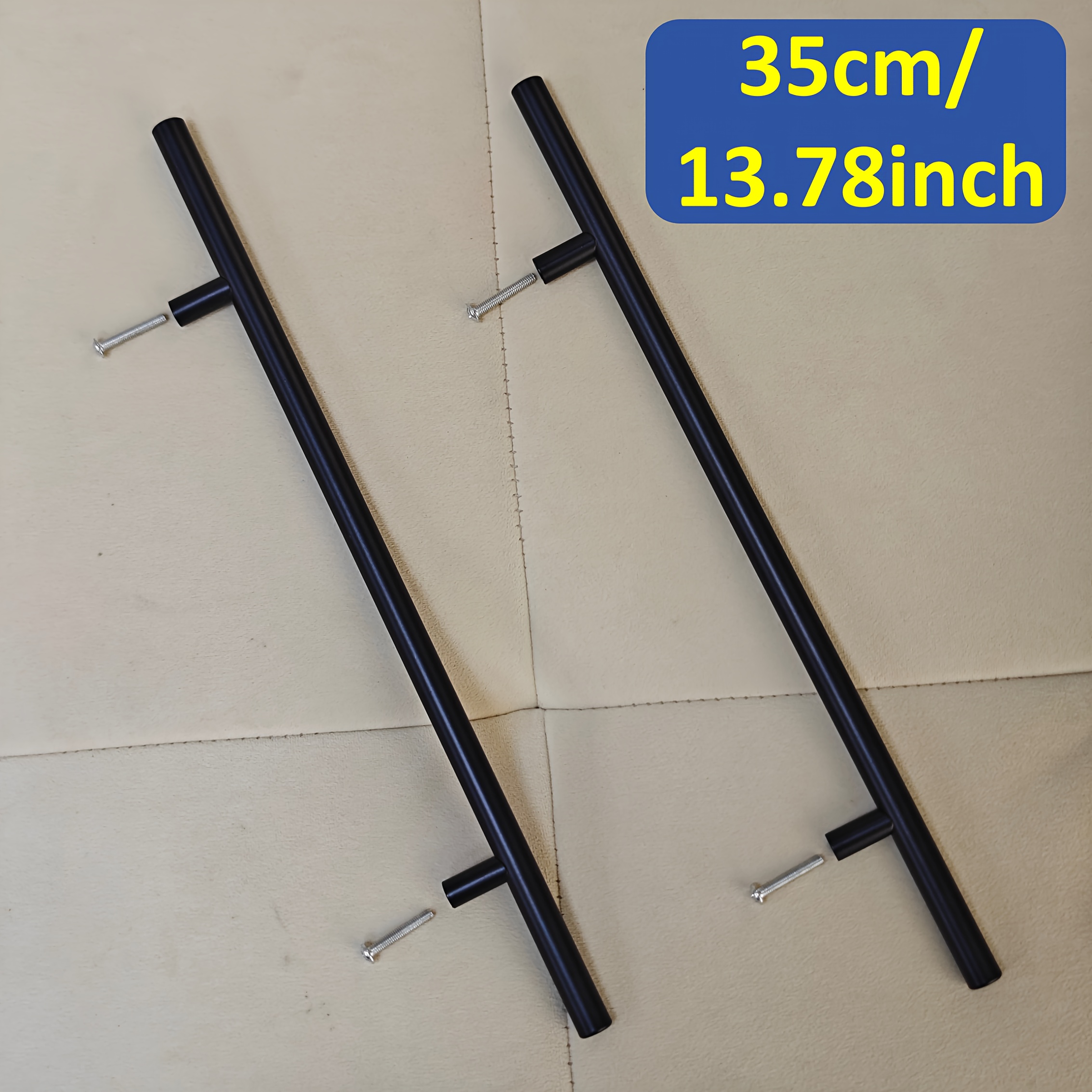 TEMU 2 stuks T-vormige Licht Luxe Stijl RVS Handgrepen, Maat 35Cm/13.78Inch, Comfortabele Grip, Glad Oppervlak, Bijpassende Installatie Accessoires,