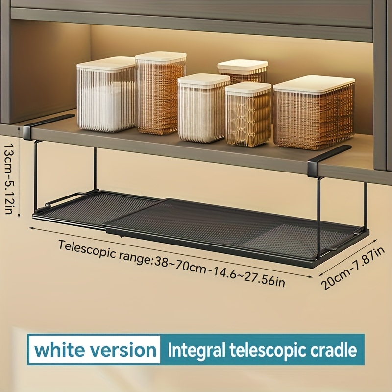 1pc Extendable Storage Under Board, Wall Hanging Spice Rack, Space-, For Kitchen, Pantry, Desk, Bookshelf, , Floating Shelves