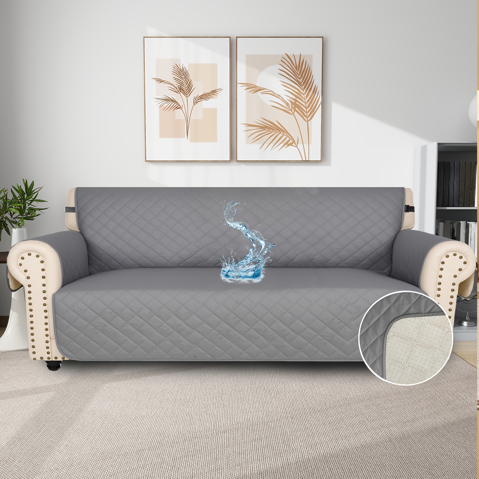 TEMU 4seats High Quality Couch Covers For Pets Dogs With Non Slip Fabric, 2025 New Non Slip Dog Sofa Seat Covers With Side Pocket For 4 Cushion