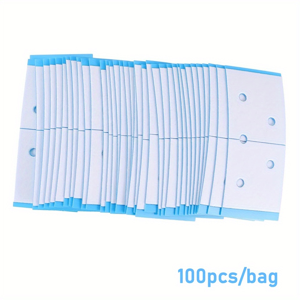 100pcs Of Double-sided Waterproof Adhesive Tape For Lace Wigs And Toupees (blue With A Hole)