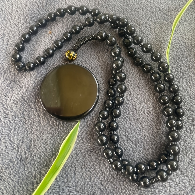TEMU Fashion 2026 Youth Men's High-end Obsidian Necklace Pendant Elegant Style Men's Pendant Women's Necklace Dad Gift