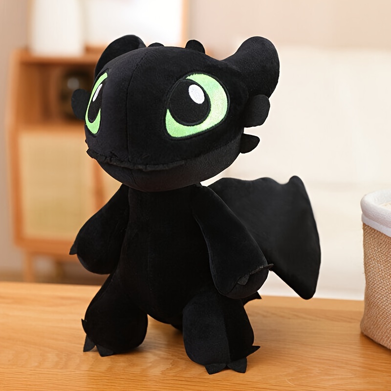 

New Cute Cartoon Anime Toothless Dragon Plush Toy, 25cm/9.84 Inch Toothless Dragon With Wings Plush Doll, Collectible Doll, Unique Halloween Gift For Boys And Girls (black)