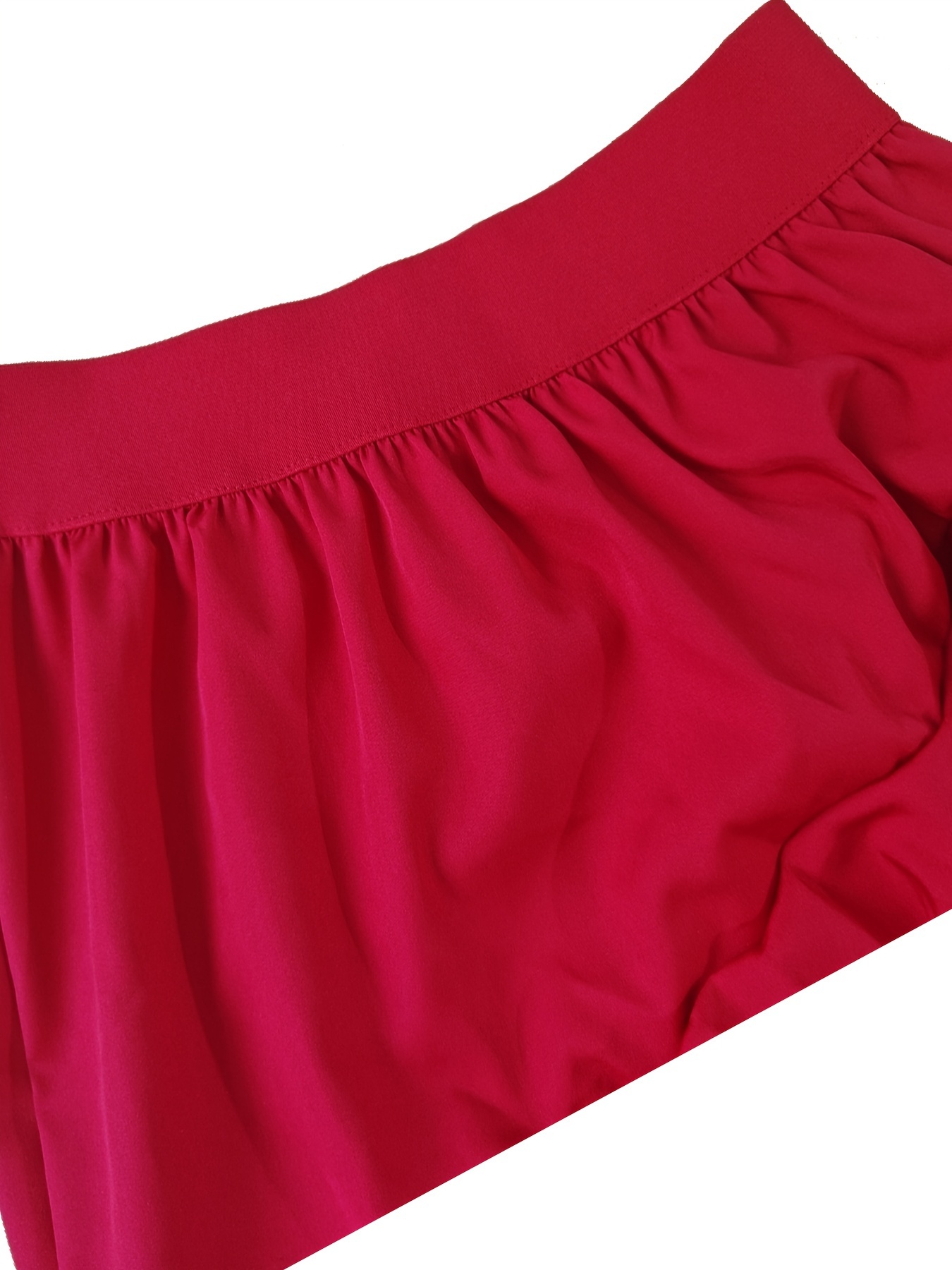 women's elegant red ruffle midi skirt 100% polyester high - Temu