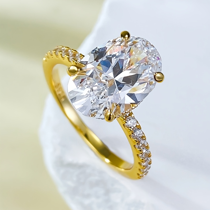 3 Carat Moissanite Engagement Ring, 18K Gold Plated