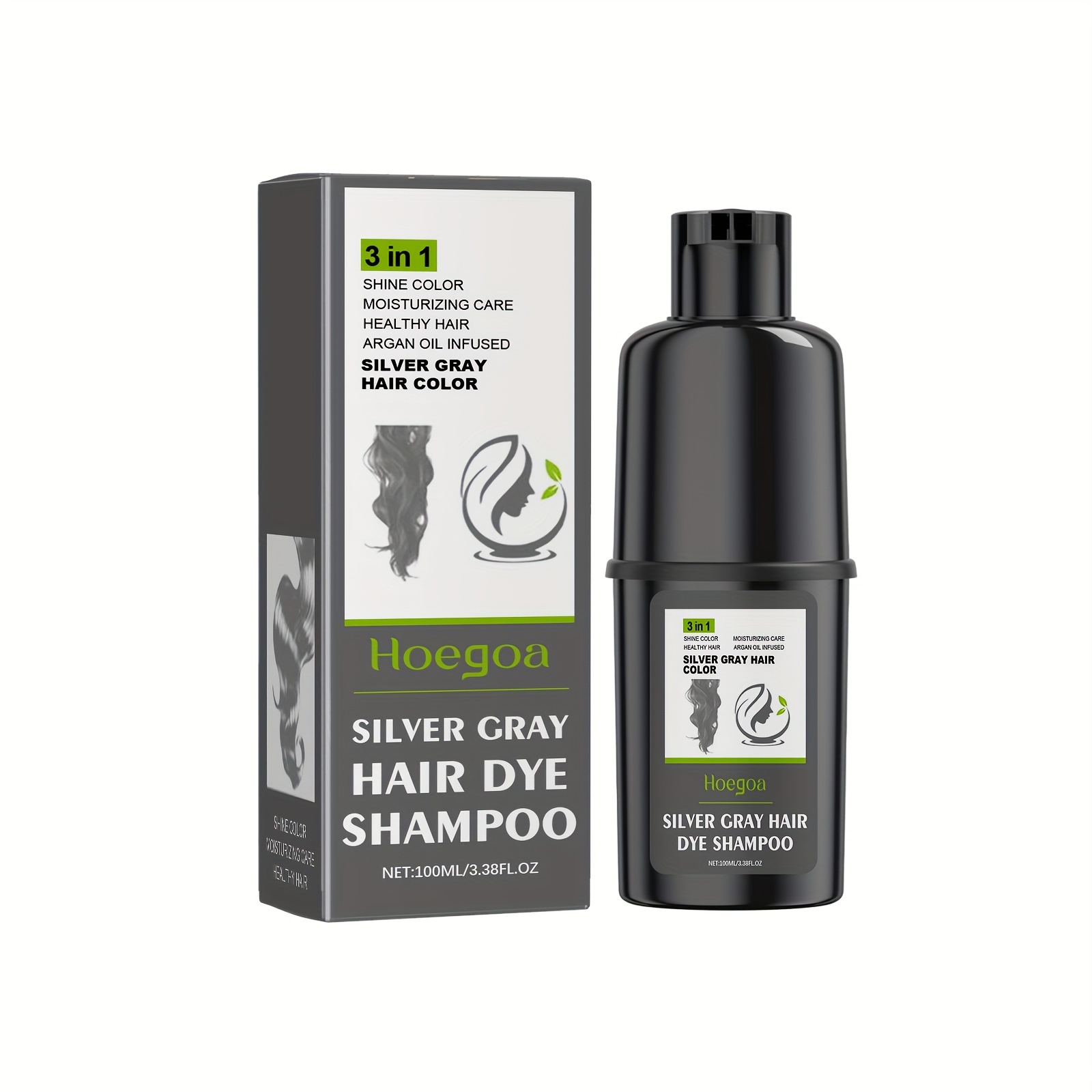 TEMU Silvery Gray Hair Color Shampoo, 3 In 1 Hair Color, Nourishing Hair Color, Unisex, Color In Minutes, , Halloween Gift, Christmas Gift