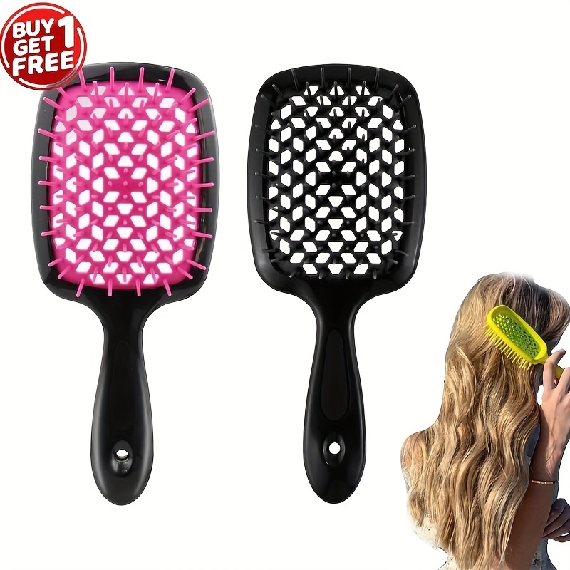 

2pcs/set Wide Teeth Comb Scalp Massage Comb Wet Or Dry Dual-use Detangling Hair Comb Hollow Out Hair Brush