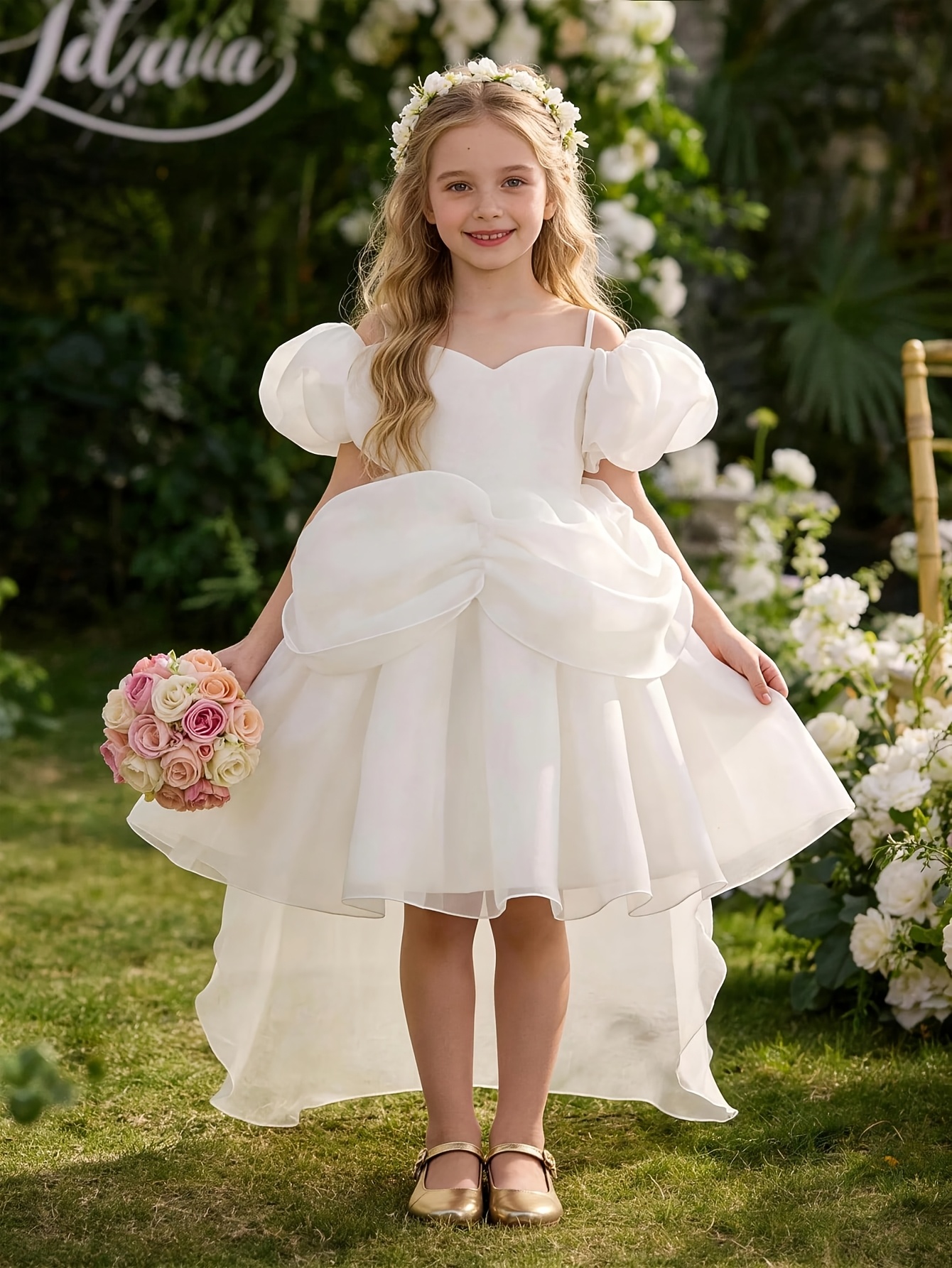 sachin and babi light blue dress Tween Girl White Elegant Princess Dress With Tulle, Pearl, Lace Trim,  Suitable For Girls Dresses, Birthday Party, Prom, Formal Occasion, Holiday  Celebration, Flower Girl, Bridesmaid main image 0
