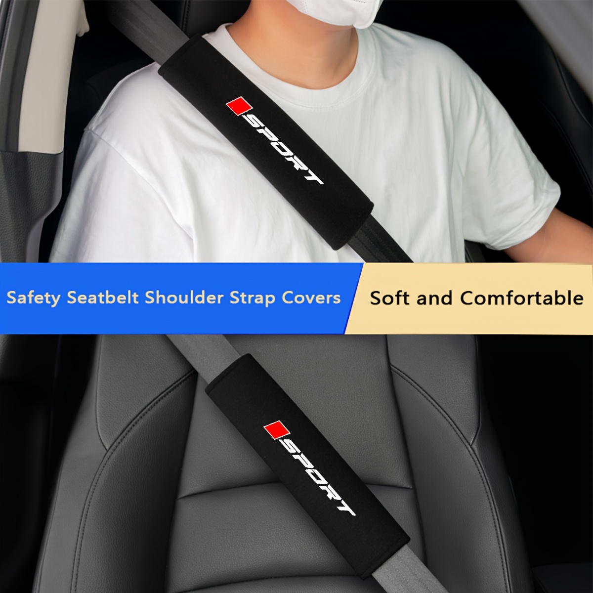 

Lot de 2 housses de ceinture de sécurité en peluche pour protéger les épaules lors de l'utilisation de la ceinture de sécurité dans les voitures Toyota, Honda, Mazda, Mitsubishi, Jeep et MG.