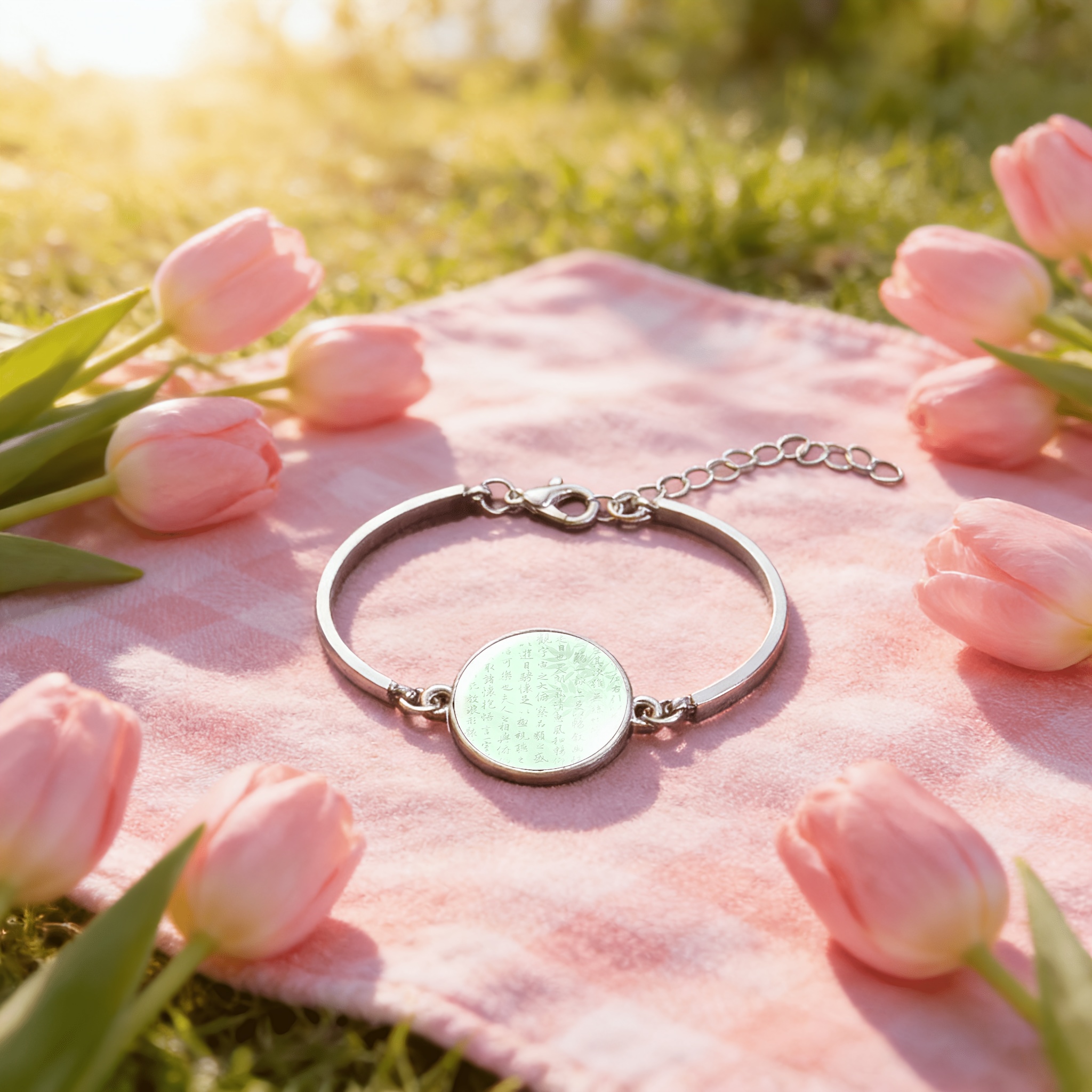 Women's Adjustable Bangle with Elegant Calligraphy Design