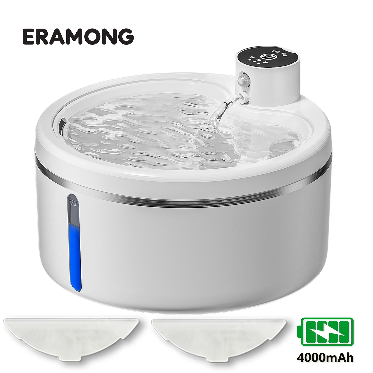 Image of 102oz/3l Wireless Cat Water Dispenser, Water Fountain, 60-day , Automatic Flowing Fountain Style, With Infrared Motion Sensor, Includes 2pcs Replaceable Filters, Christmas Gift