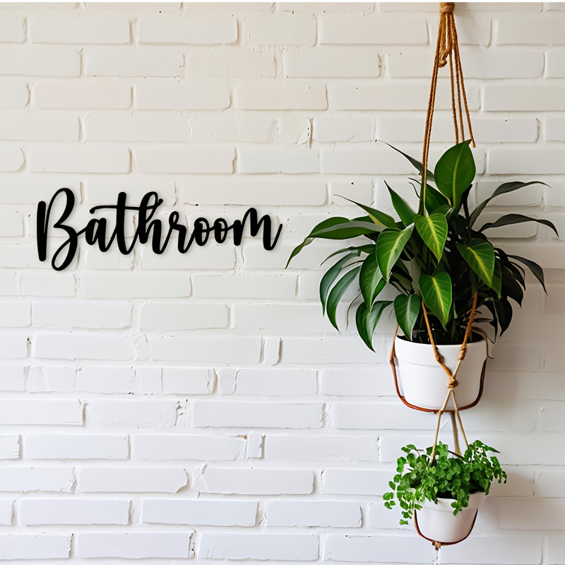 TEMU 2d Flat, 1pc Modern Black Metal Wall Decor - Minimalist Bathroom Sign And Decorative Plate, Durable Iron Irregular Shape Wall Hanging, Suitable