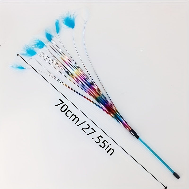 TEMU 1/3pcs Random Toy - Fun Interactive Cat Teaser Wand - Artificial Feathers With Small Teaser Wand, For Fun And Intimate Interaction With Cats,