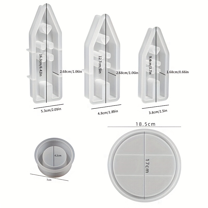 Image of 5pcs Silicone Mold Set, Heart House Resin, With 1 Tray Mold, Concrete And Cement Casting Jewelry Storage Box, Clay And Plaster Crafts Silicone Mold