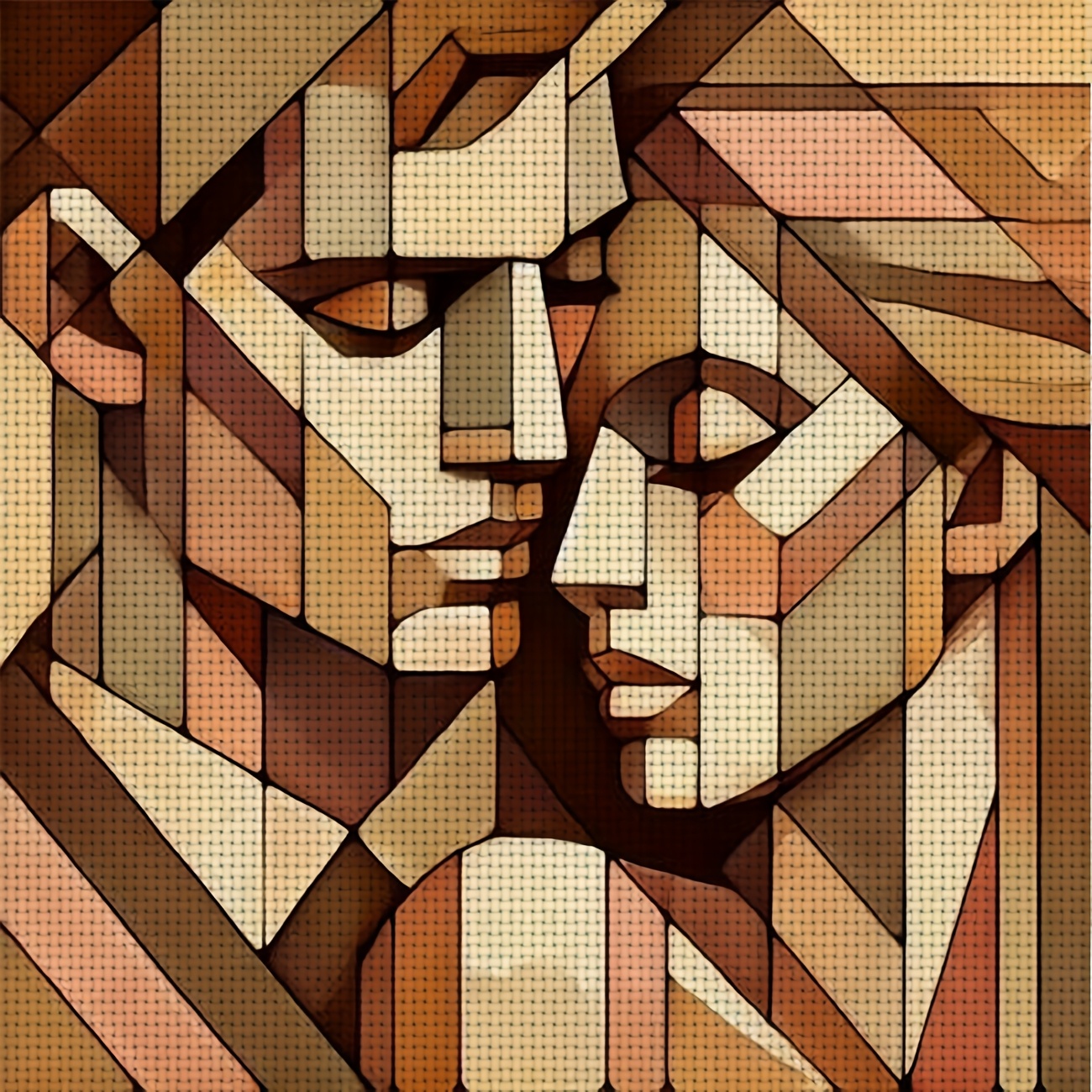 TEMU 1pc Cross Stitch Kit | Frameless "geometric Collage " Pattern, Ideal For Beginners, Includes Canvas, Needles, Pattern, And Instructions, In 2