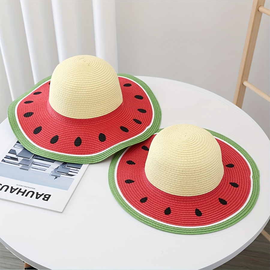 

Watermelon Wide Brim Sun Hat Novel Stylish Summer Outdoor Beach Cap Breathable Packable Hats For Women