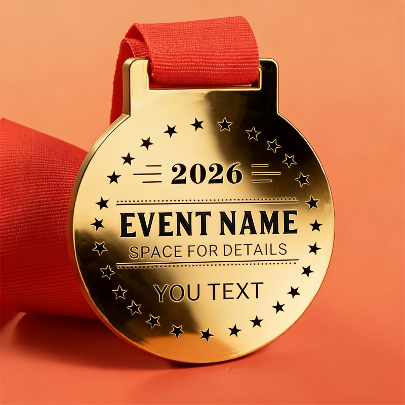 TEMU 1 médaille personnalisée en acier inoxydable, médaille de sport plaquée or avec personnalisable, créez des médailles avec des logos et des ,