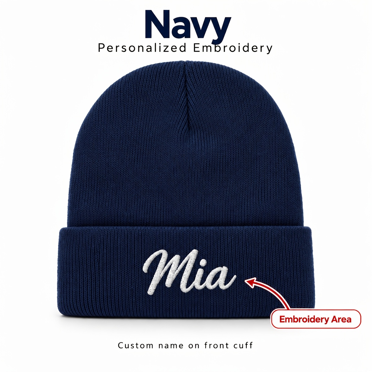 TEMU 1pc Personalized Name Embroidery Custom Hat Unisex Winter Hat Couple Custom Gift Casual Casual Cuff Hat