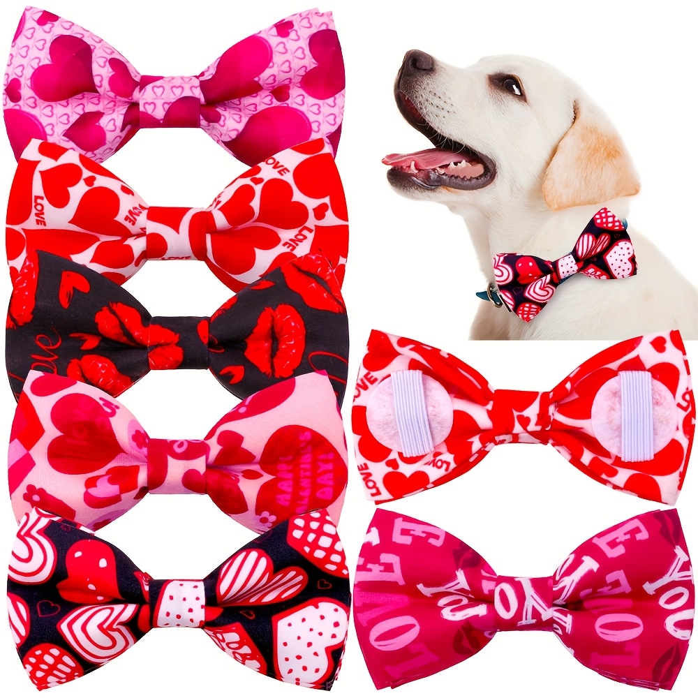 

5-pack Assorted Valentine's Day Pet Bow Ties, Detachable Classic Bowknot Collars For Dogs And Cats, Grooming Accessories