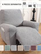 1 2 3 seater sofa recliner cover chenille fabric slip resistant washable with elastic bottom furniture protector of 4 6 8pcs reclining chair covers