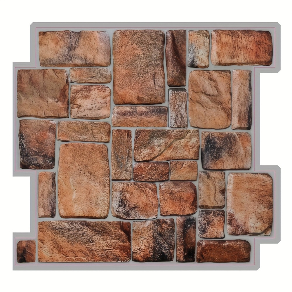 Image of 10pcs Stone 3d Wall Panels Peel And Stick - 11.8" X 11.8" Stone Panels For Wall 3d Brick Wallpaper Peel And Stick Self-adhesive Tiles For Kitchen, Bedroom, Living Room, Tv Background