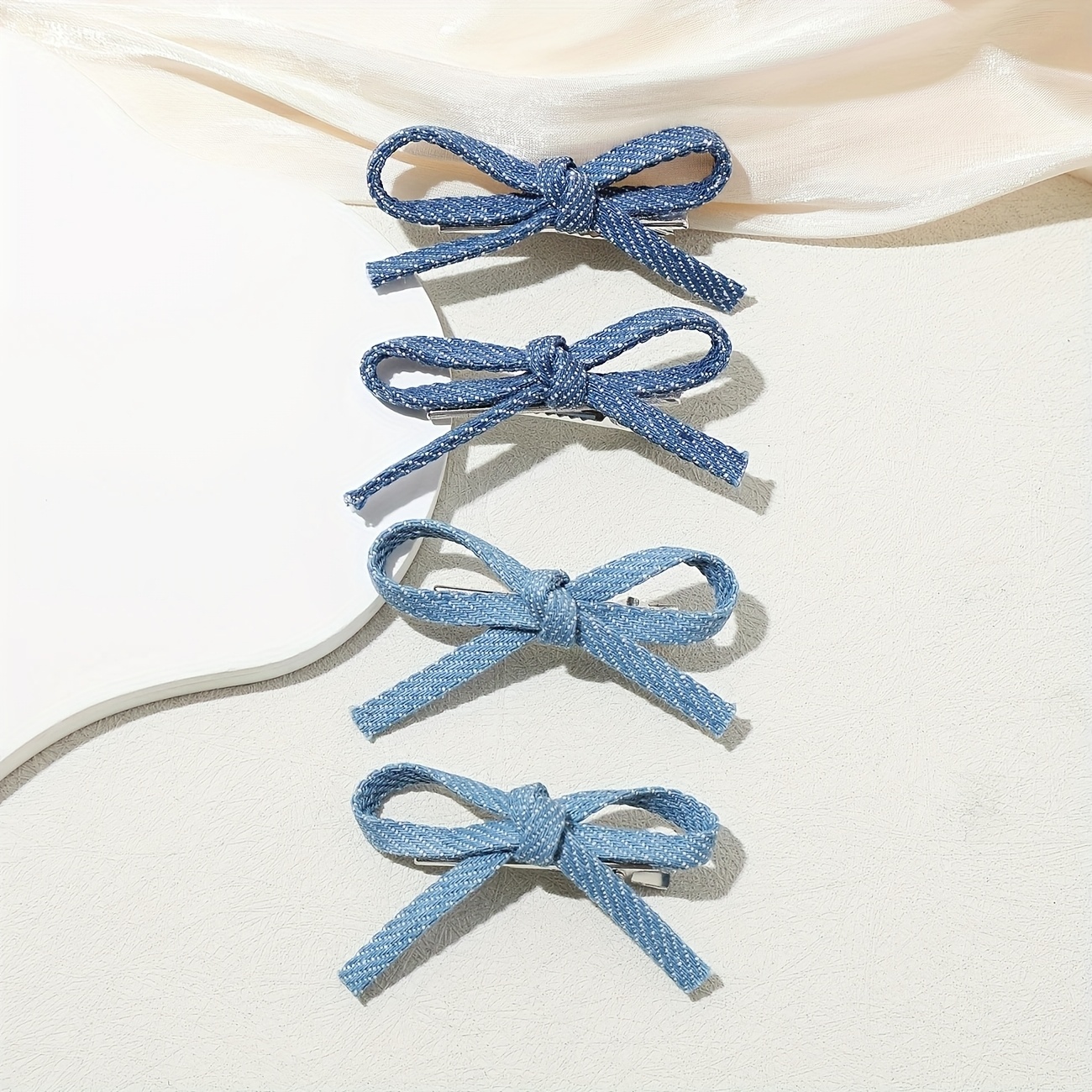 4pcs Of Vintage Denim Hair Clips For Women, Sweet And Cool Side Hairpins
