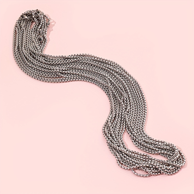 TEMU 60cm Stainless Steel Necklace For Men With 20 Pendant Chains.