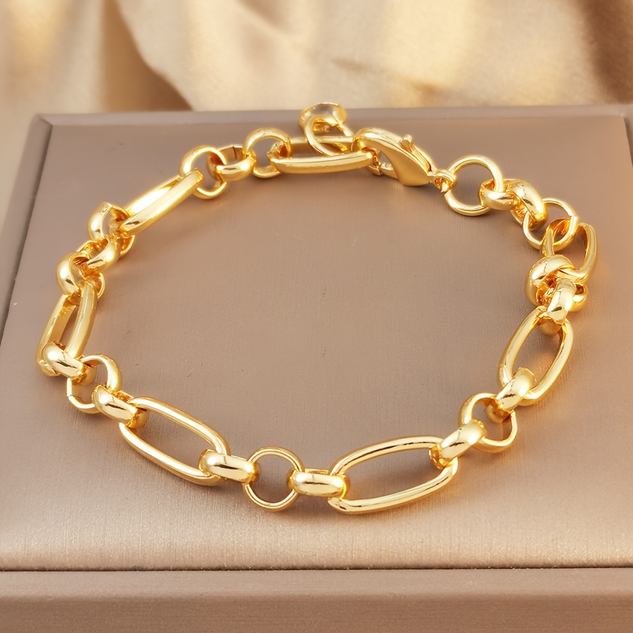 TEMU 1pc Fashion Personality Hip Hop Jewelry Cuban Chain Bracelet Suitable For Mother's Day Holiday Party Jewelry Gift Without Box, For Teenager