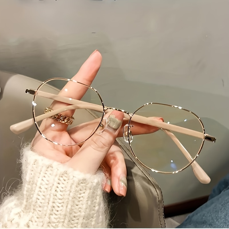 

Ultralight Milk Tea Color Glasses Women's Trendy Polygon Frame Glasses Clear Lens For Men And Women