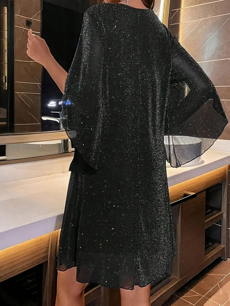 new cape sleeve sparkle dress | temu Temu new cape sleeve sparkle dress | temu Temu