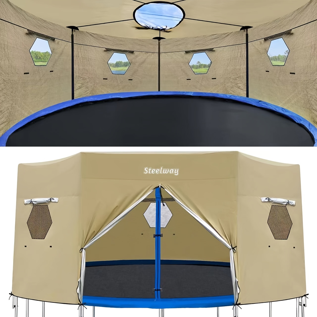 1pc 12 14 16ft Trampoline Tent Trampoline Windshield Sunshade Cover Protect Your Trampoline From All Seasonal Temu Temu