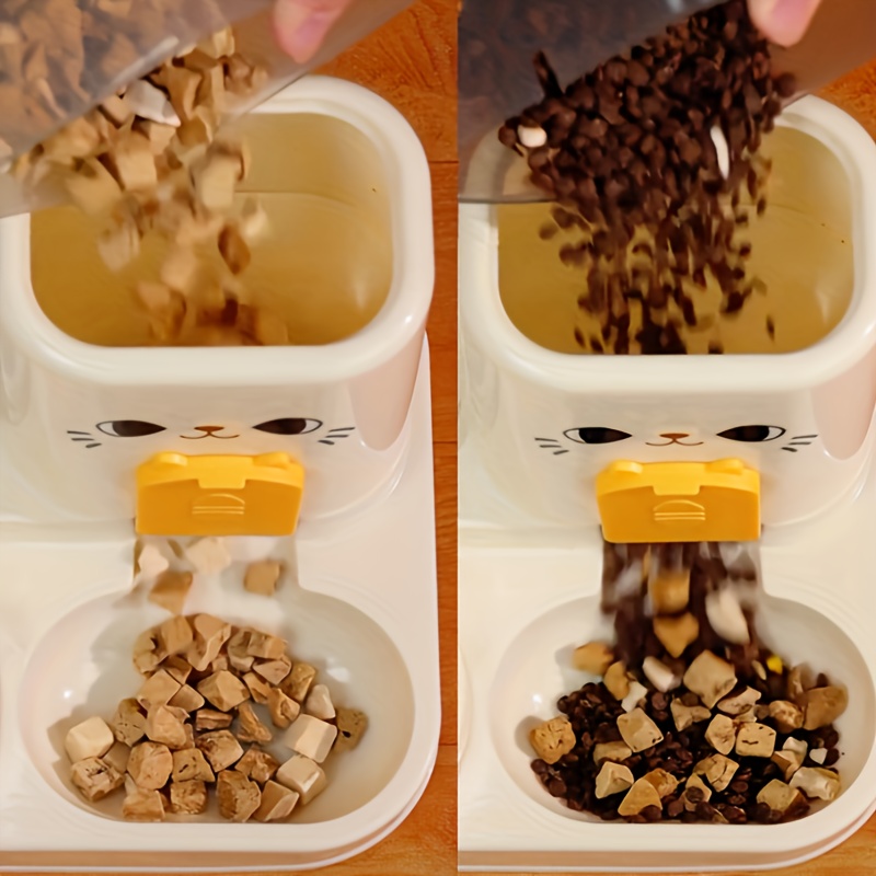 A Safe Choice for Travel! Cat Feeding with Water 2-in-1, Dry And Wet Separation Large Capacity, No Battery Life Required, Care for Your Pet's Healthy Diet