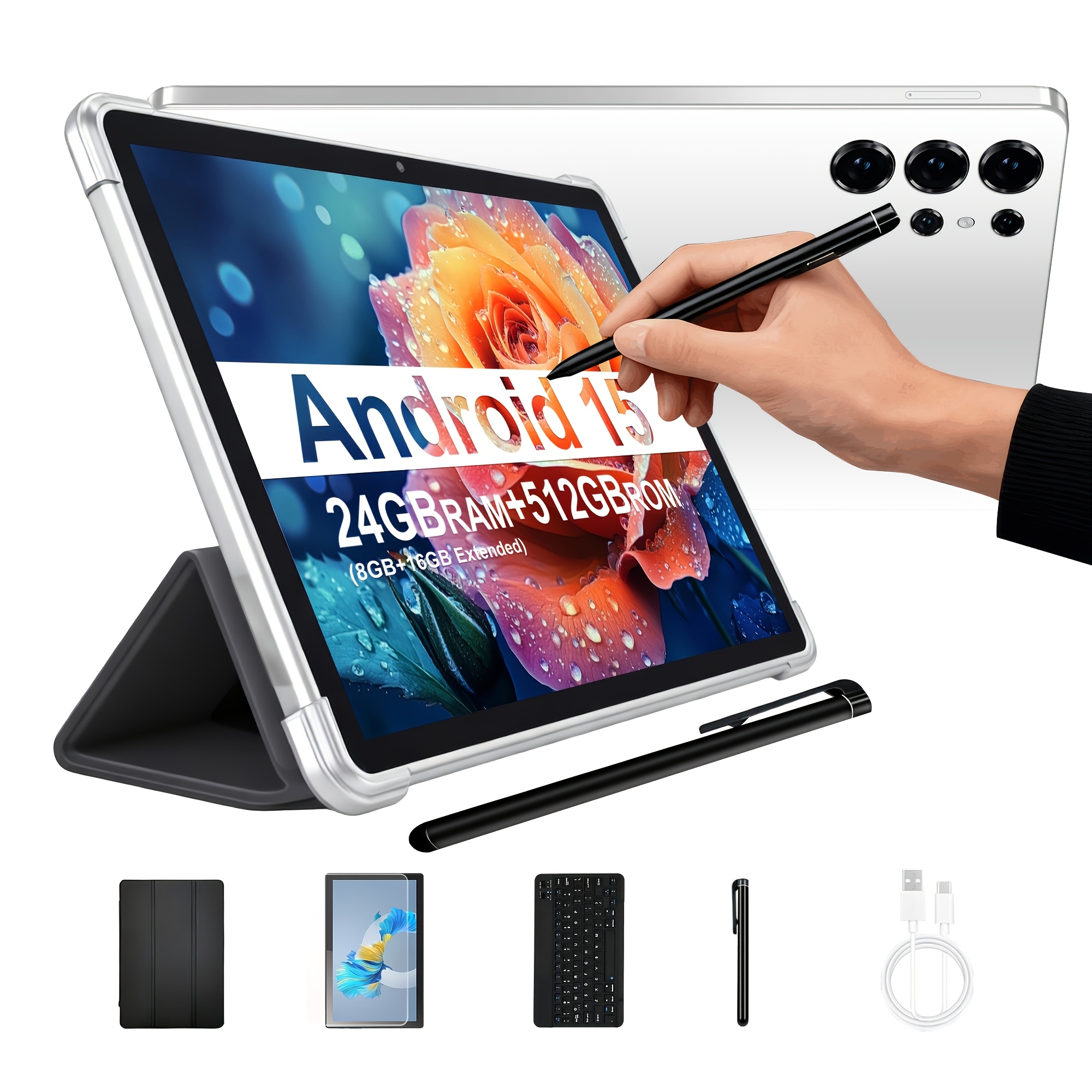 15 Tablet, 10.1 Inches, 24gb 512gb Storage, 5g Dual Standby, Long , 16mp Dual Camera, Full Hd Ips Touchscreen, Wifi6 Type-c Interface, Student Learning Office Entertainment Tablet, Tablet, Pad