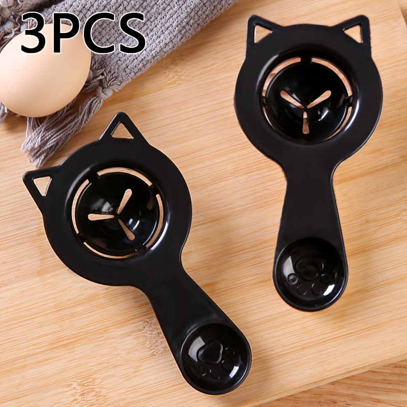 Separador de claras y yemas de huevo, diseño de orejas de gato negro lindo, material de polipropileno duradero, adecuado para cocina, exteriores, barcos, cocinas de RV.