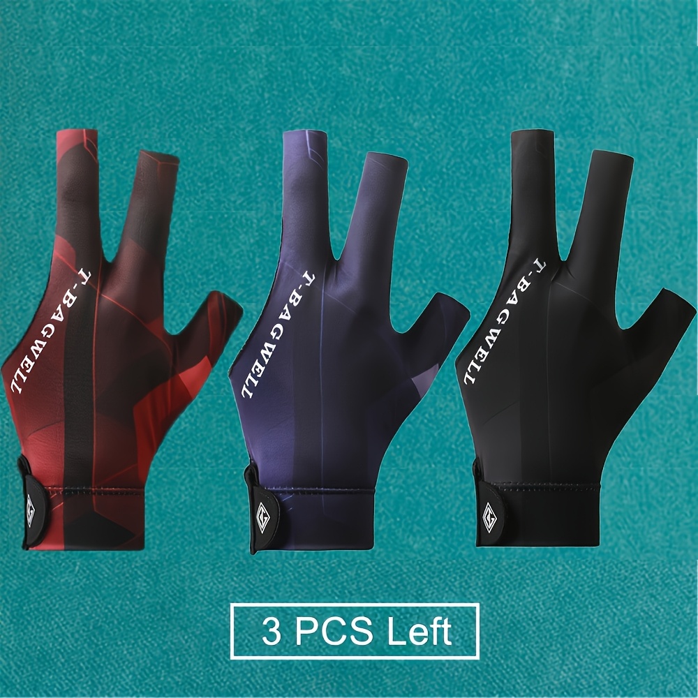 TEMU Set Of 3 Black Breathable Gloves With 3 Fingers - Non-slip Grip And Control - Suitable For Table Tennis And Billiards