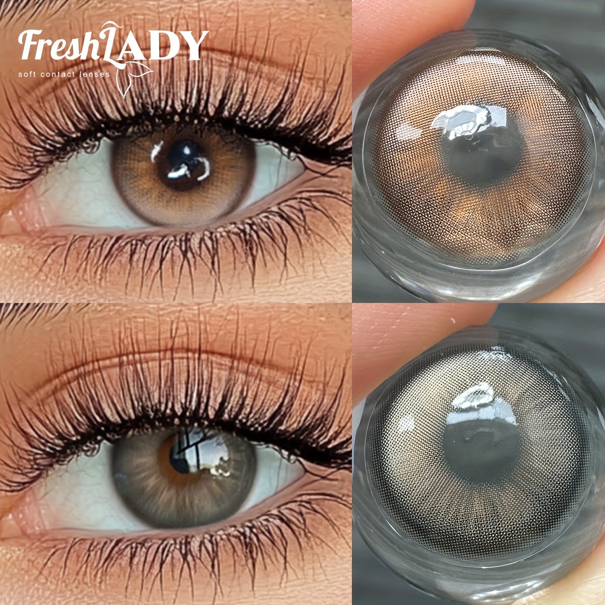 1 pair   14 2mm   colored circle lenses   content 40 soft breathable natural looking brown gray   enhancement lenses eyewear accessories vibrant eye effect   1 year disposable for daily wear 0