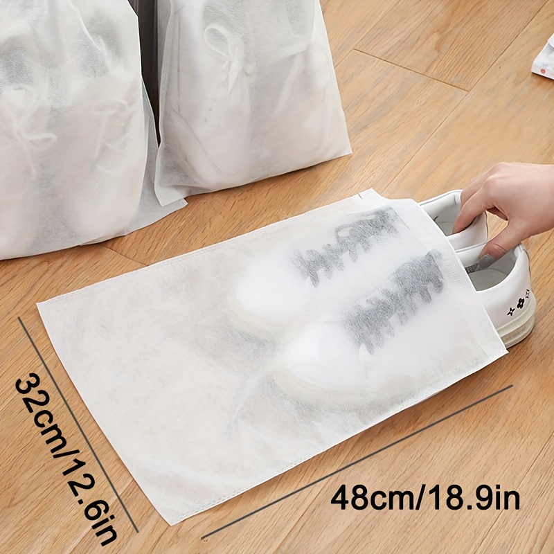 TEMU 50pcs/52pcs Portable Shoe Storage Bags, Non-woven Fabric Travel Organizer Pouches, Disposable Dustproof Shoe Covers For White Sneakers, With