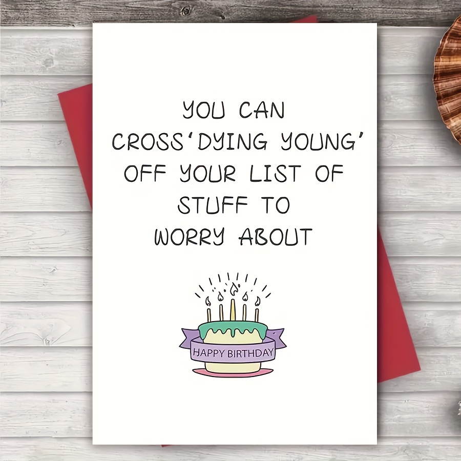 

Humorous Birthday Card For - " Your Worries" Theme, 4.5"x6.5" - Includes Envelope, Cartoon Cake Design, Greeting, Ideal For All