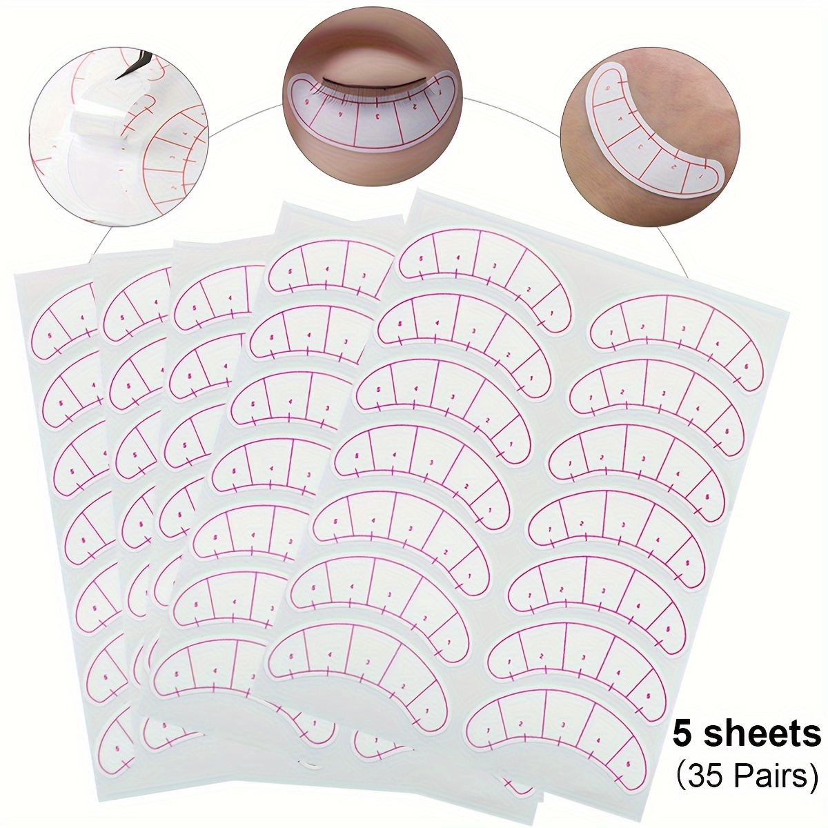 Image of 35/70pairs Eyelash Practice Stickers Lash Position Mark Pad Undereye Positioning Mapping Stickers Eyelashes Extension Lash Paper Patches For Beginners
