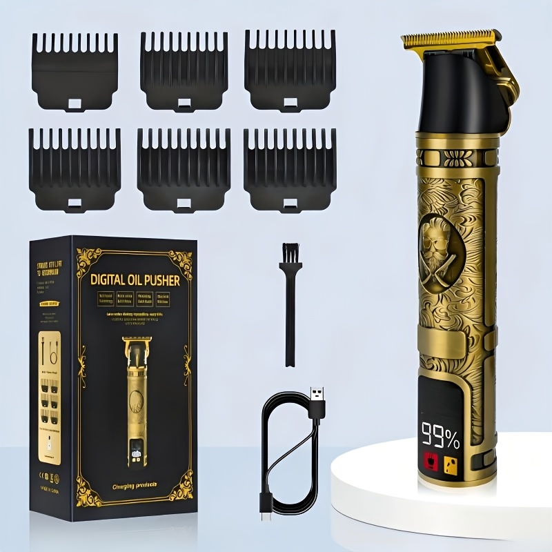 TEMU Tondeuse à Cheveux et Tondeuse à Barbe Fil pour Homme, Rasoir pour Homme avec Affichage LED et Chargement USB, Kit de Toilettage de pour Homme,