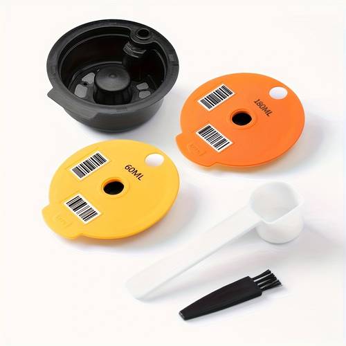 60ml 180ml reusable refillable coffee capsule with silicone lid filter set for bosch coffee maker with tamper and spoon