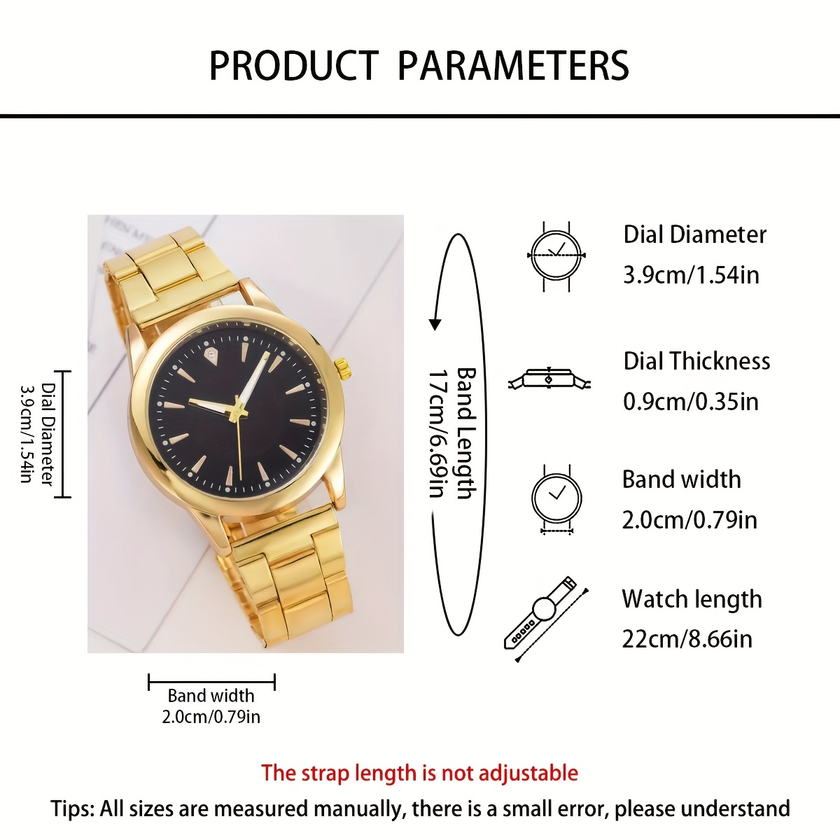 6pcs Elegant Women's Quartz Watch Set with Heart-Shaped Jewelry, Perfect Gift for Ladies, Non-Adjustable Alloy Strap, Classic Bar Markers Round Dial, Ideal Gift for Sisters and Mothers, Suitable for Ramadan or Casual Attire, No Packaging Box Included, Middle East Special Edition
