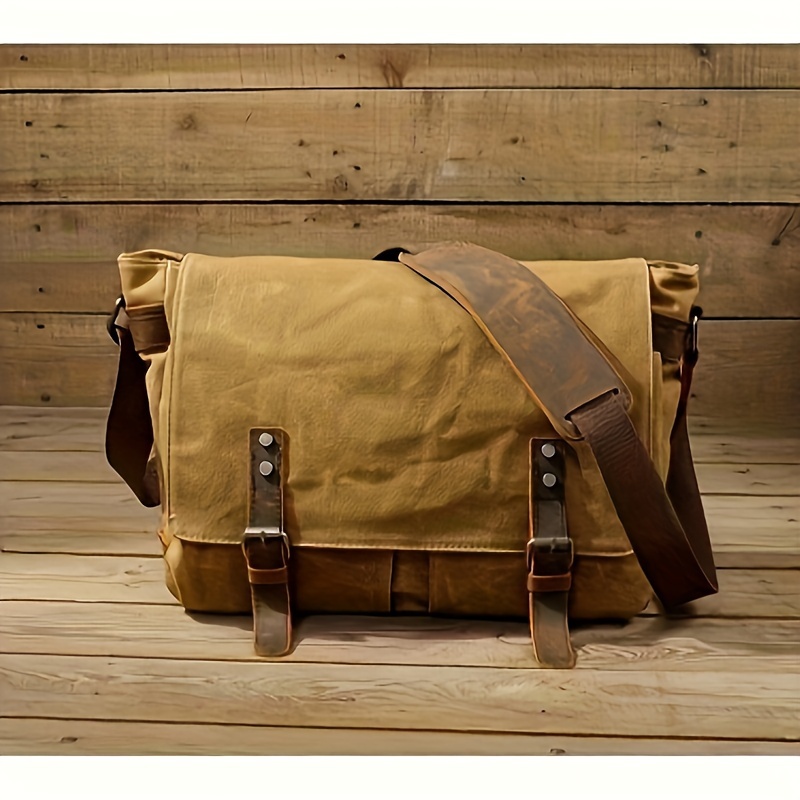 men s vintage messenger bag casual waxed canvas Temu United Kingdom