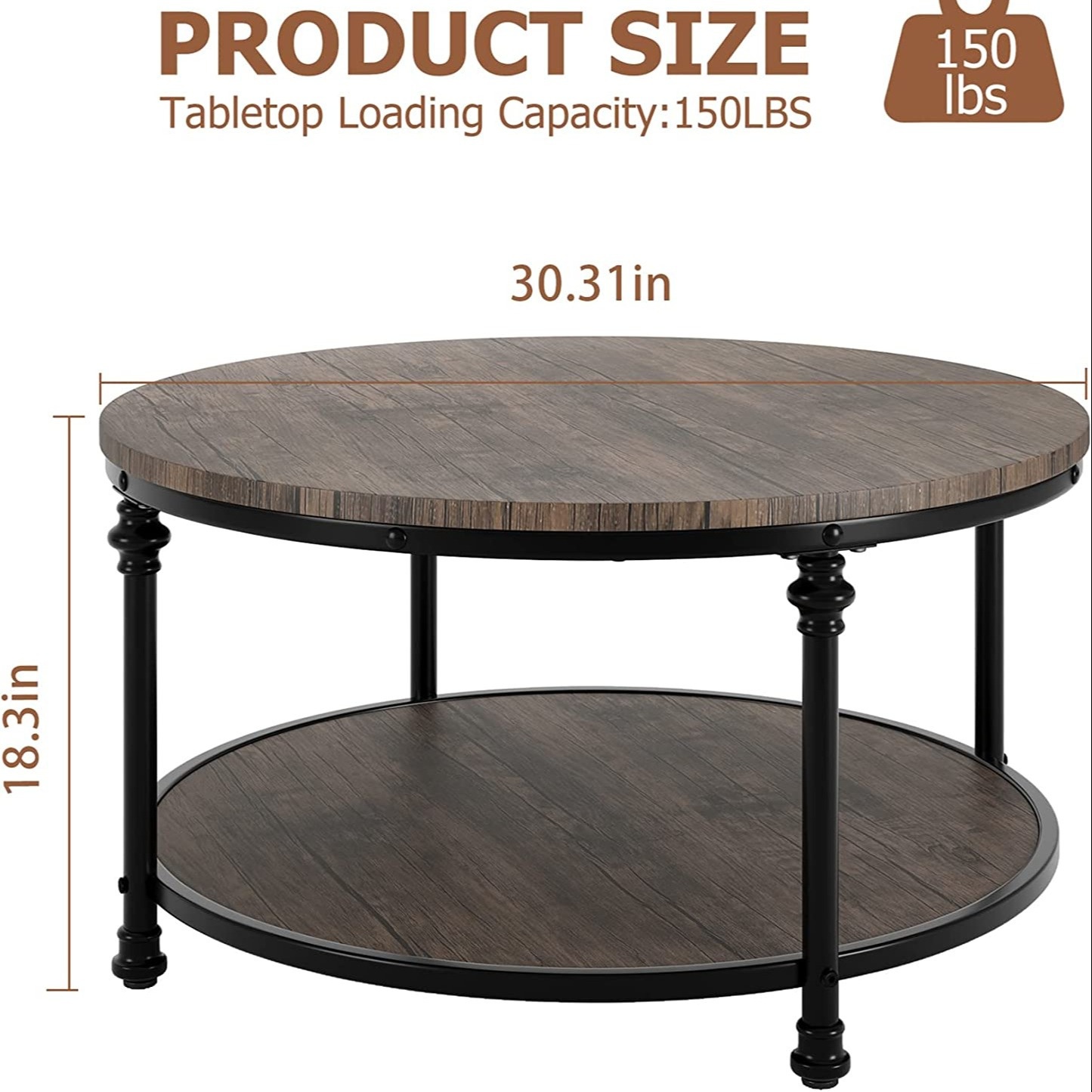 Round Side Table With 2 Levels, Featuring A Storage Shelf, Sturdy Frame, And Easy Assembly, Perfect For Your Living Room Or Lounge Area