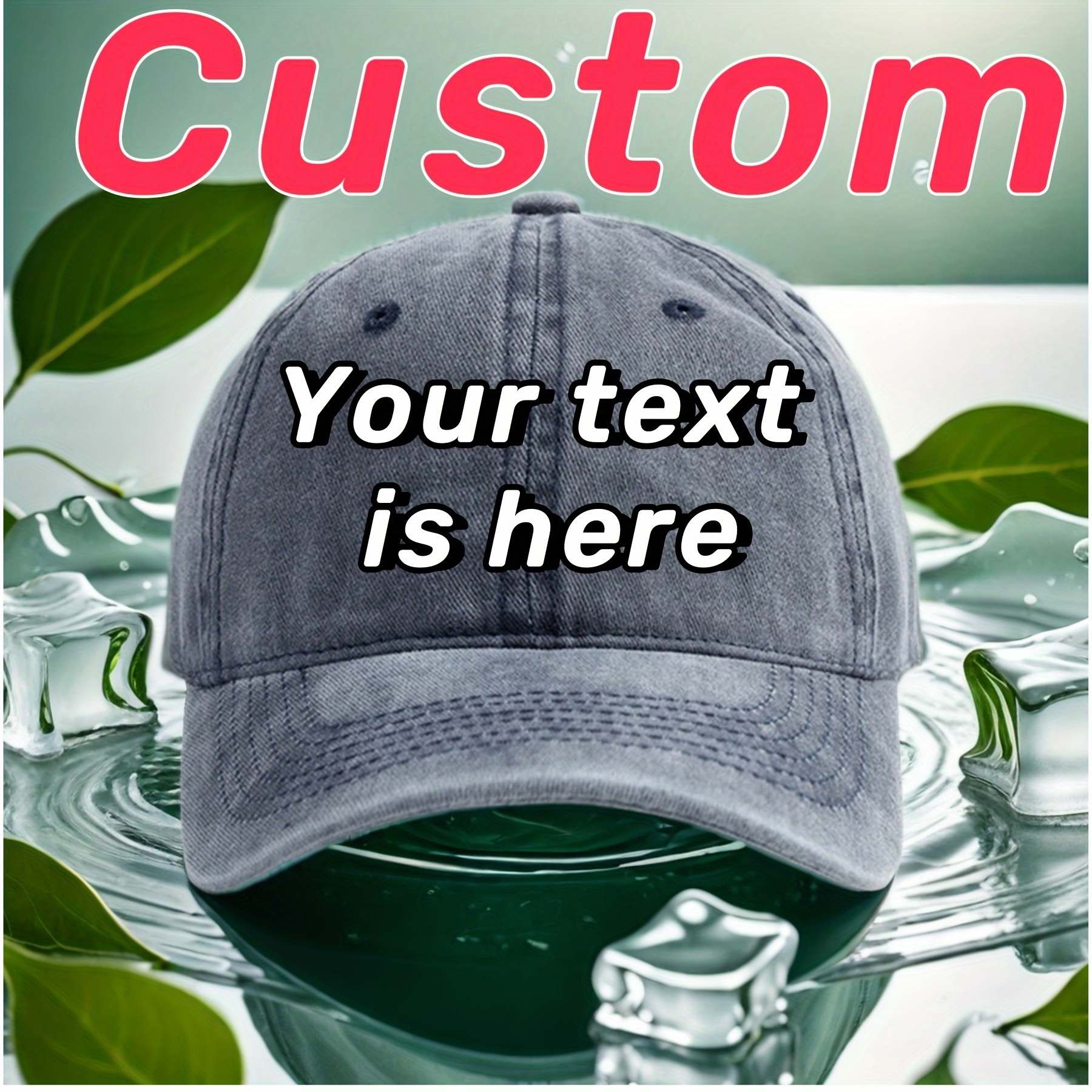 

Classic Revival, Custom Washed Denim Baseball Cap - , Lightweight Cotton Dad Hat With Personalized Text Option - Perfect Gift &