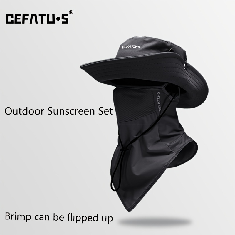 1pc (hat) / 2pcs (one Hat + One Mask) Multifunctional Outdoor Cap, Universal for Men and Women, Stylish Shade Cap - Wide-edged Cap, Adjustable Pull Rope, Ideal for Outdoor Sports, Fishing, Hiking and Camping | Beach Cap