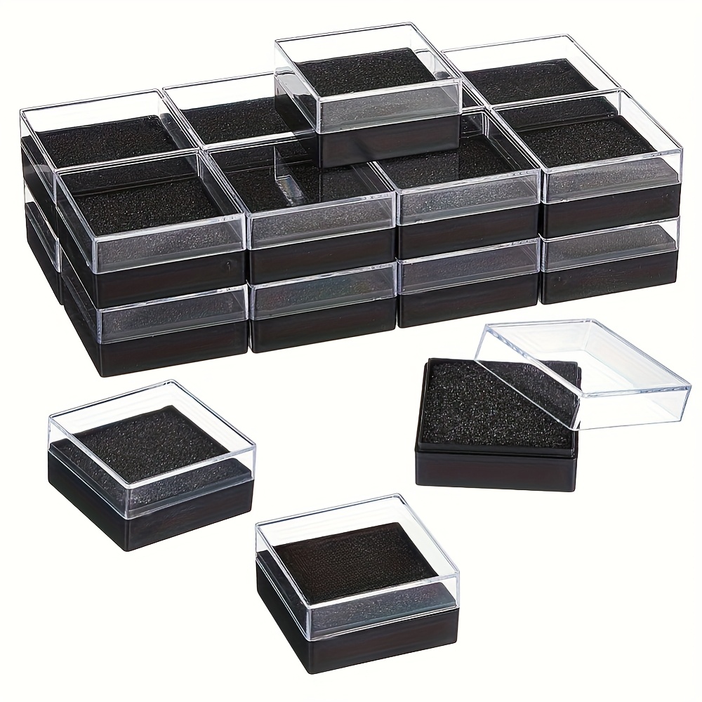 Image of 10 Clear Plastic Storage Display Boxes - Badge, Jewelry, Storage Box, No Electricity Required, Durable Badge Display Box, Suitable For Pin Collectors, Jewelry Boxes