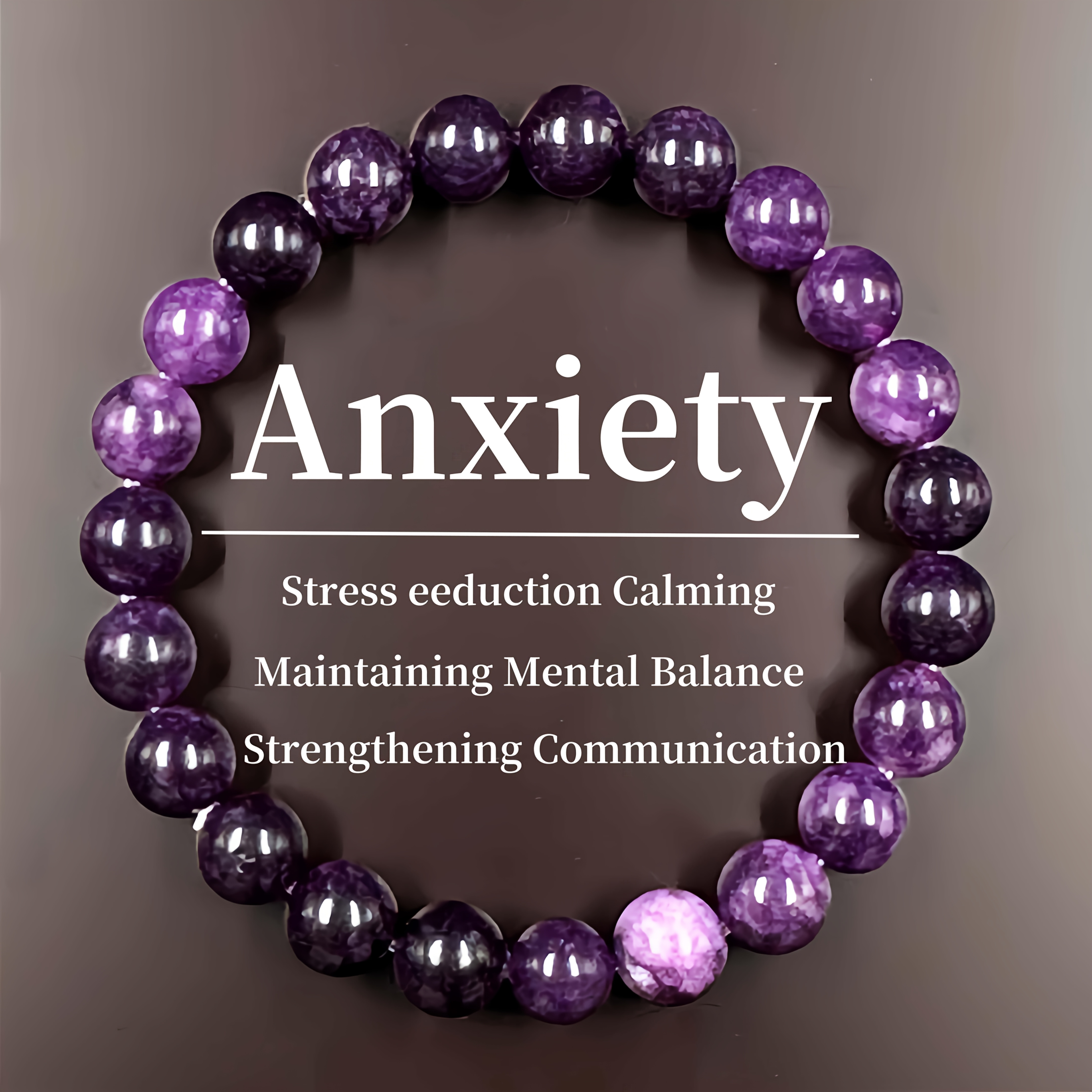 one piece of amethyst anxiety bracelet a handcrafted pendant for featuring the engraving anxiety an ideal gift for   men and women suitable for everyday wear and   jewelry for mental balance