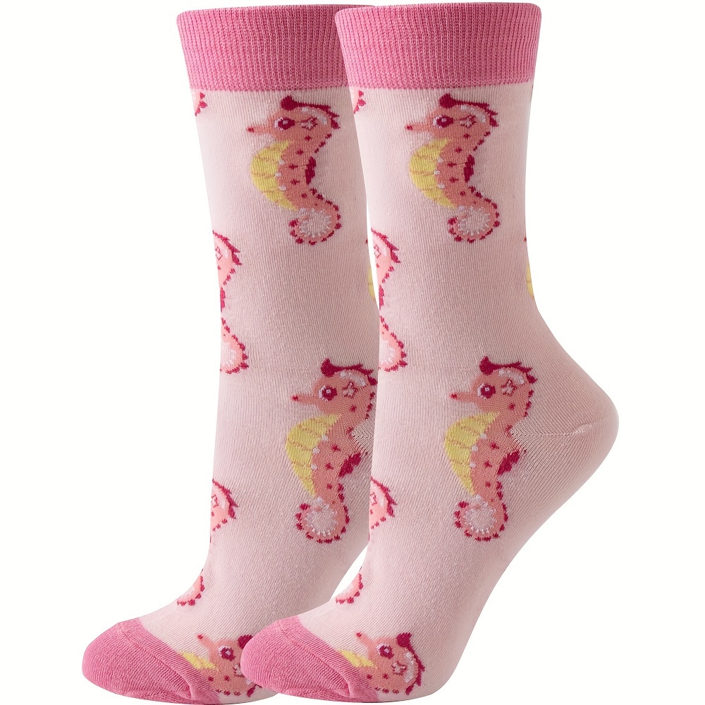 

Pink Seahorse Socks, Trendy & Novelty Mid Tube Socks, Women's Stockings & Hosiery