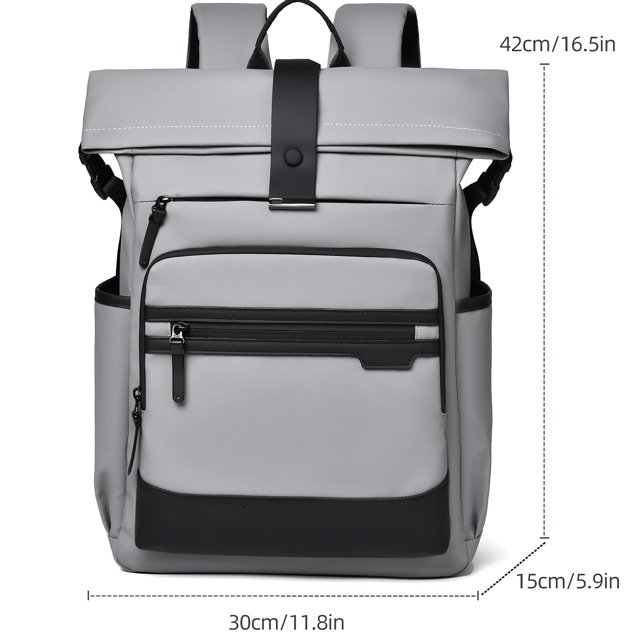 Minimalist Roll Top Backpack for Men, Large Capacity Business Commute Backpack, Durable Laptop Bag Student School Bag