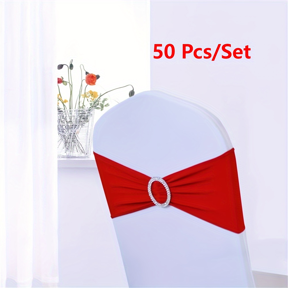 TEMU 30/50pcs Stretch Chair Sashes, Bow Elastic Chair Bands, -free Waist Belts, For Wedding Decor, Banquet Decoration
